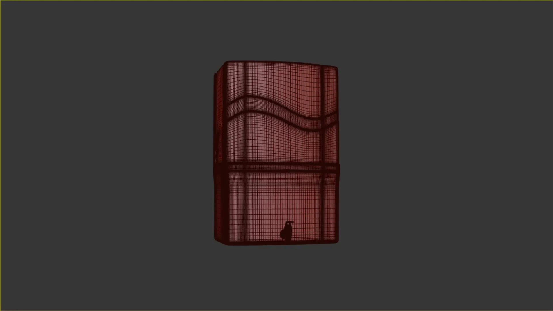 Wireframe of the purifier casing in the 3ds Max viewport, a curved box with a dense grid of quads.